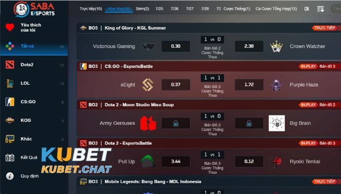 Cá cược E-Sports Kubet đa dạng